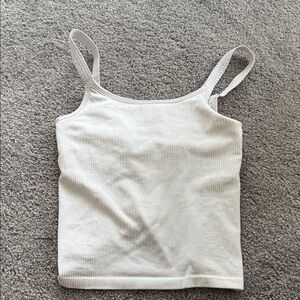 Lululemon Athletica White Ribbed Tank